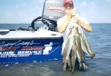 Cody Horton of Victoria - Limits of Large Trout wading Espiritu Santo Bay Shoreline